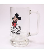 Vintage Walt Disney Productions Mickey Mouse Clear Glass Beer Mug Cup St... - $9.70