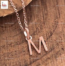 Fine Jewelry 14 Kt Solid Rose Gold Alphabet Letter M Initial Necklace Pendant - £446.34 GBP