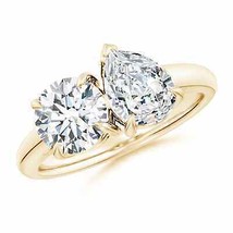 ANGARA Lab-Grown &amp; Diamond Two-Stone Ring in 14k Solid Gold (Carat-3 Ct.tw) - £4,275.71 GBP