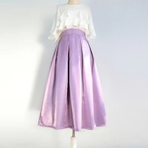 PINK Midi Pleated Skirt Outfit Women Romantic Satin Polyester Pleated Midi Skirt image 7