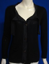 TALBOTS Collection Black Cardigan With Silk tie Size Small Made w Italian Yarn - £13.99 GBP