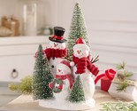 Snowman Family with Lit Bottlebrush Tree by Valerie in - $193.99