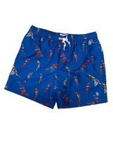 Penguin Swim Shorts Men&#39;s Large Blue Parrot Print Trunks Beach Summer - £22.51 GBP
