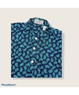 VTG Aureus Men&#39;s Collarless Polo Shirt Short Sleeve Blue Green Paisley M... - $508.33 MXN