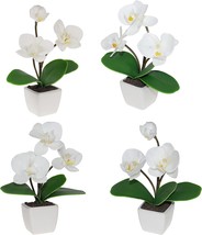 Binfen 4 Packs Mini White Silk Orchids For Shelf Desk Decoration, Artificial - £25.07 GBP