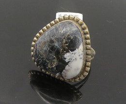 Eli Skeets Navajo 925 Silver - Vintage Jasper Cocktail Ring Sz 8.5 - RG17862 - £78.19 GBP