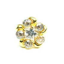 14K Real Gold Medusa Star Style Nose stud  White CZ Indian nose ring Push Pin - £25.80 GBP