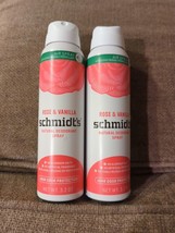 2 PACK Schmidt&#39;s Natural Deodorant Spray Rose &amp; Vanilla Aluminum Free 3.2oz NEW - £14.09 GBP