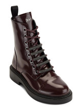 DKNY Womens Burgundy Lace Up Malaya Cap Toe Block Heel Leather Combat Bo... - $40.00