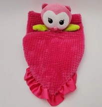 Okie Dokie Hot Pink Satin Trim Owl Rattle Lovey Security Blanket - 14" x 14" - $9.74