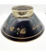 Vintage Metal Tole Toleware Lamp Shade Black Gold Ivy  12&quot;x 5&quot; high Reti... - $33.94 CAD