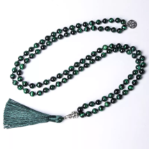 Natural Tiger Eye Mala With Tassel (Yellow or Green) - £18.42 GBP