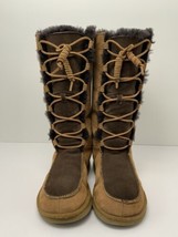 UGG Tall Boots W’s 8 Lace Whitley TwoTone Brown Suede Leather Moc Shearl... - $98.01