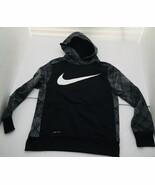 Nike Dri-Fit Youth Large Training Hoodie Black Gray Unisex Swoosh Comfort - $32.48 CAD