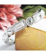 EleganceWithFlair SIlver Tone Stretch Bracelet clear Crystal Bride Maids... - $13.56 CAD