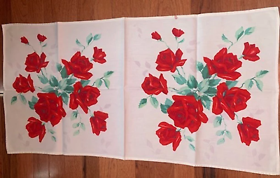 Vintage Red Rose Table Runner 17&quot;x34&quot; - $21.54