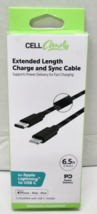 Cell Candy 6.5 Ft Mi-Fi Certified Charge &amp; Sync Cable - Lightning - USB C Black - £5.96 GBP