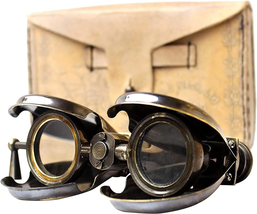 Vintage Antique Spy Glass 1857 R &amp; J Beck Brass Binocular with Leather Case - £33.05 GBP