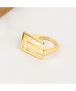 Minimalist Geometric Ring Adjustable Size Gold - £9.08 GBP