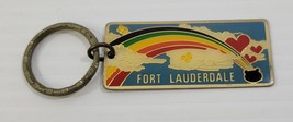 EE) Vintage Fort Lauderdale Florida Metal Rainbow Pot Metal Keychain Sou... - $7.91