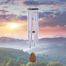 Wind Chimes for outside Large - 38&quot; Silver Heavy Duty Outdoor Chimes Por... - $53.01