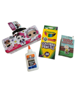 Back to School Kit LOL Storage Box Colored Pencils Glue Band-aids Fun Un... - $12.86
