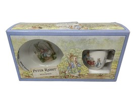 Wedgewood Peter Rabbit Children&#39;s Bowl &amp; Cup Set 1991 NEW - $288.72 MXN