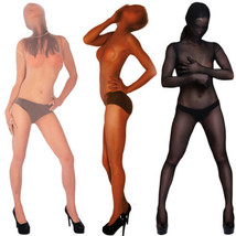 Women&#39;s Sexy Sheer Zipper Zentai Jumpsuit Full Body Stockings Mask Hood ... - £18.38 GBP