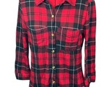 Red Plaid 3/4 Sleeve Women&#39;s MEDIUM Shirt Blouse Top - $19.79