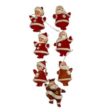 Santa &amp; Mrs Claus Flocked Mica Plastic Christmas 7 Ornaments Blow Mold AS IS Vtg - $65.41