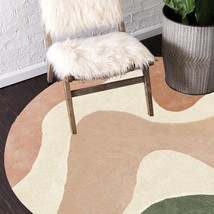 Hand-Tufted Round Area Rug 8x10 Wool Carpet for Bedroom Living Room or Kids Room - £129.84 GBP+