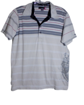 Quiksilver Polo Shirt Mens Small Slimfit Stripe Gray Surf Skate Rugby Beach SS - £10.50 GBP