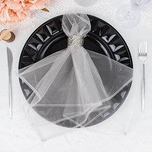 Silver 10 Sheer 23&quot;&quot; X 23&quot;&quot; Organza Decorative Table Dinner Napkins Events Gift - £10.72 GBP