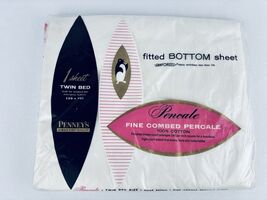 Penney’s Percale Twin Fitted Bottom Sheet White Fine Combed 100% Cotton ... - $15.00
