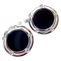 Authentic! Damiani Brad Pitt 18k White Gold Diamond Black Onyx Cufflinks - $2,500.00