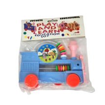 VINTAGE PLAY AND LEARN EDUCATION TOY BLUE TRAIN ON WHEELS NEW OLD STOCK ... - £17.42 GBP