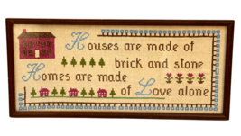 Cross Stitch Wall Hanging Quote about House &amp; Home Completed Framed VTG ... - $19.80