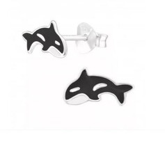 Orca whale sterling silver stud earrings - €12,03 EUR