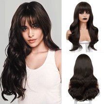 Brown Wig with Bangs for Women Long Wavy Hair - £31.45 GBP