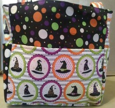 Witch Hats Magic Spiders Polka Dots Halloween Purse/Project Bag Handmade 12x12 - £29.87 GBP