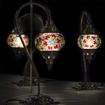 Turkish Lamp, Tiffany Lamp 2021 Mosaic Stained Glass Boho Moroccan Lantern Table - £56.83 GBP