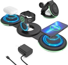 3 in 1 Magnetic Foldable Wireless Charging Station,Folding Charger Dock Stand - £27.05 GBP