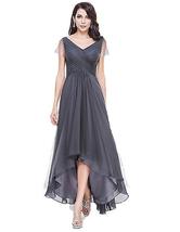 Women Long Prom Dress V Neck Asymmetrical Bridesmaid Dress For Wedding P... - £25.53 GBP