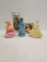 3 Vintage Avon Girls 70&#39;s Collectable Cologne Perfume Decanters Blue Pink Yellow - £14.93 GBP