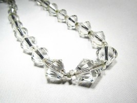 Estate Art Deco Antique Cut Crystal Glass Bead Necklace C2584 - £38.47 GBP