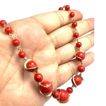 vintage red lucite gold tone necklace 16” - $189.60 MXN