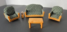 Sylvanian Families Calico Critters - Green Sofa, 2 Chairs Table Magazine Rack - $13.81