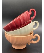 3x Franciscan Coronado Swirl Ceramic Teacups in Coral beige, Burgundy, W... - £12.13 GBP