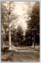 RPPC Petoskey MI Dirt Road Through Forest Foleys Photo Shop 1934 Postcard B32 - $16.95