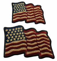 Waving Distressed USA American Flag Patch [2PC Bundle- Iron on sew on - WF7,WF8] - £7.98 GBP